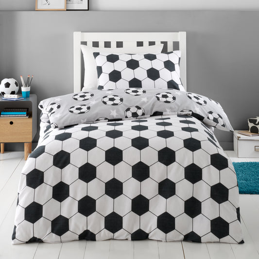 Football Stars Grey Duvet Set Brushed Cotton