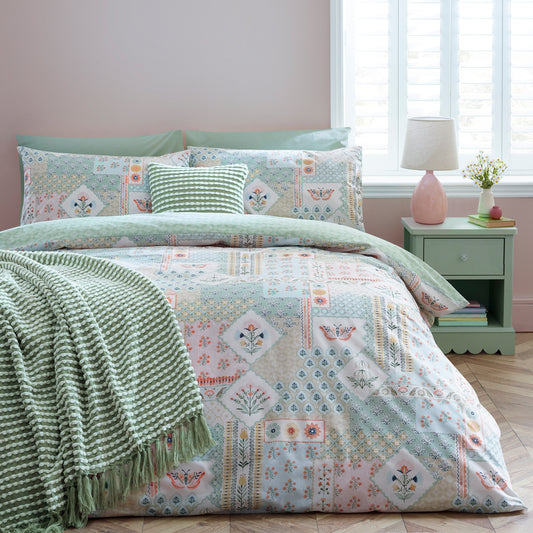 Folk Patchwork Green Duvet Set