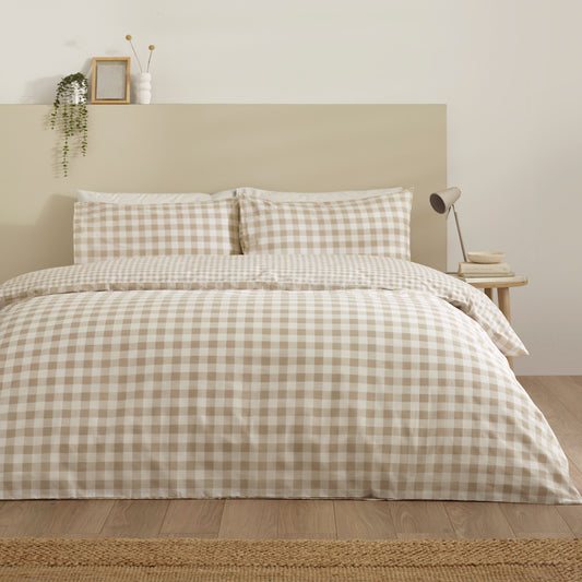 Bamford Gingham Check Natural Duvet Set