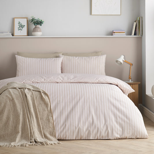 Epping Textured Stripe Natural Duvet Set