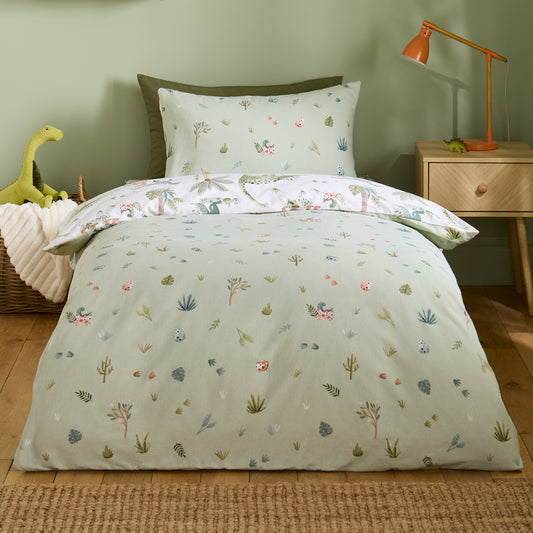 Sleepy Saurus Dino Cream Duvet Set Brushed Cotton