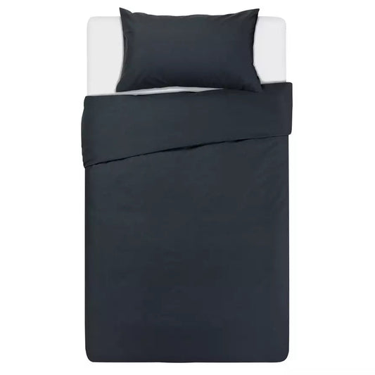 Black bedding set with a pillow on a white background