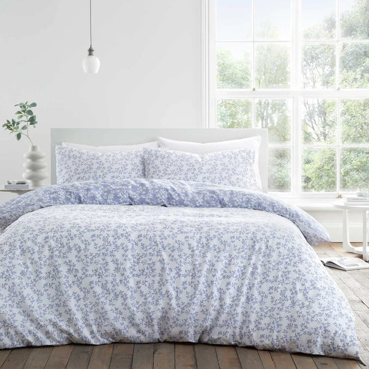 Shadow Leaves Duvet Set Blue 100% Cotton