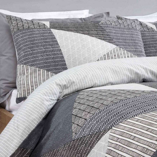 Textured Geometric Duvet Set - Grey
