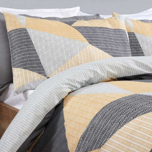 Textured Geometric Duvet Set - Ochre