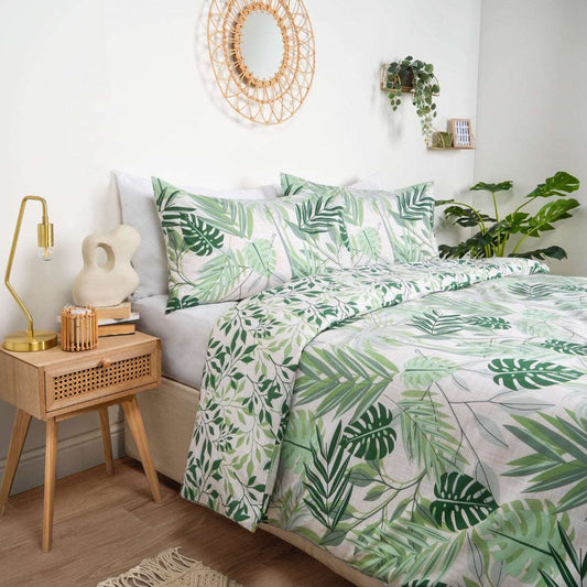 Tropical Print Duvet Set - Green