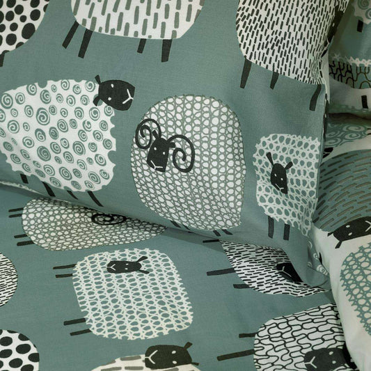 Dotty Sheep Double Duvet Set Duck Egg