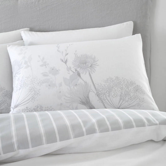 Meadowsweet White & Grey Reversible Duvet Set