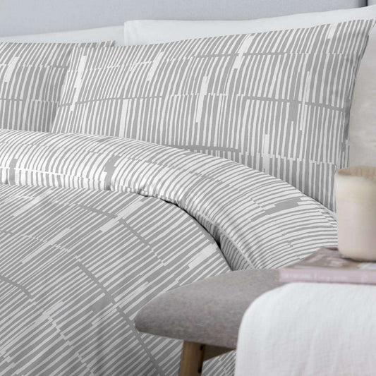 Linear Eco-Friendly Grey Double Duvet Set