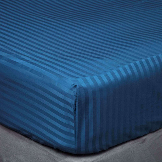 Hotel Suite 540 Count Satin Stripe Fitted Sheet - Left Hand Bedshape