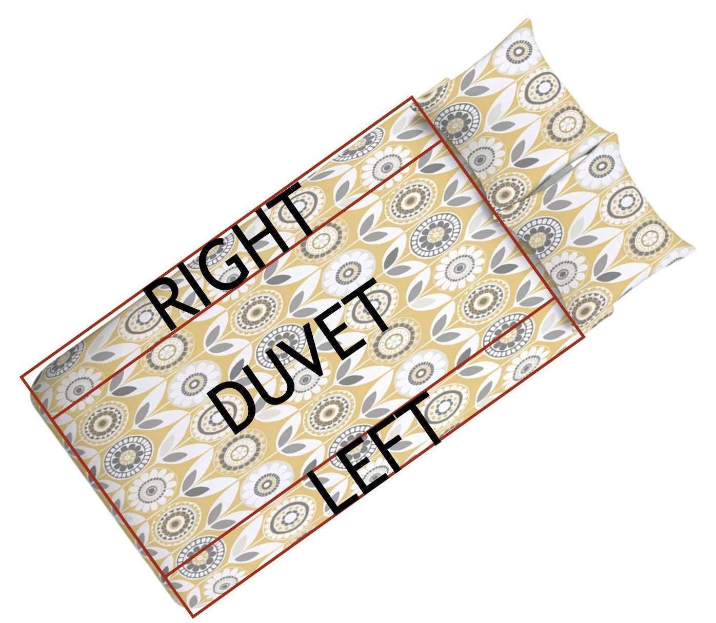 diagram of tuck me under on a single duvet cover