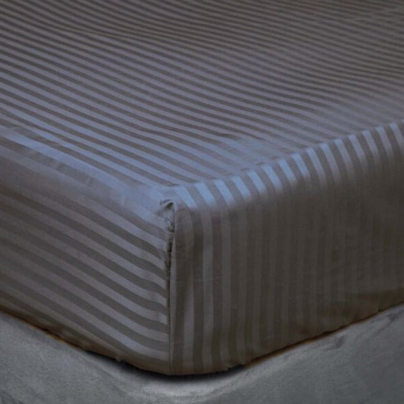 Hotel Suite 540 Count Satin Stripe Fitted Sheet - Island Bedshape