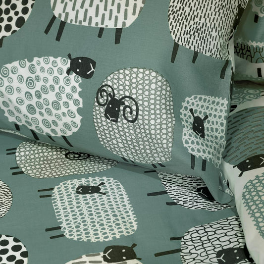 Dotty Sheep Single duvet set Duck Egg