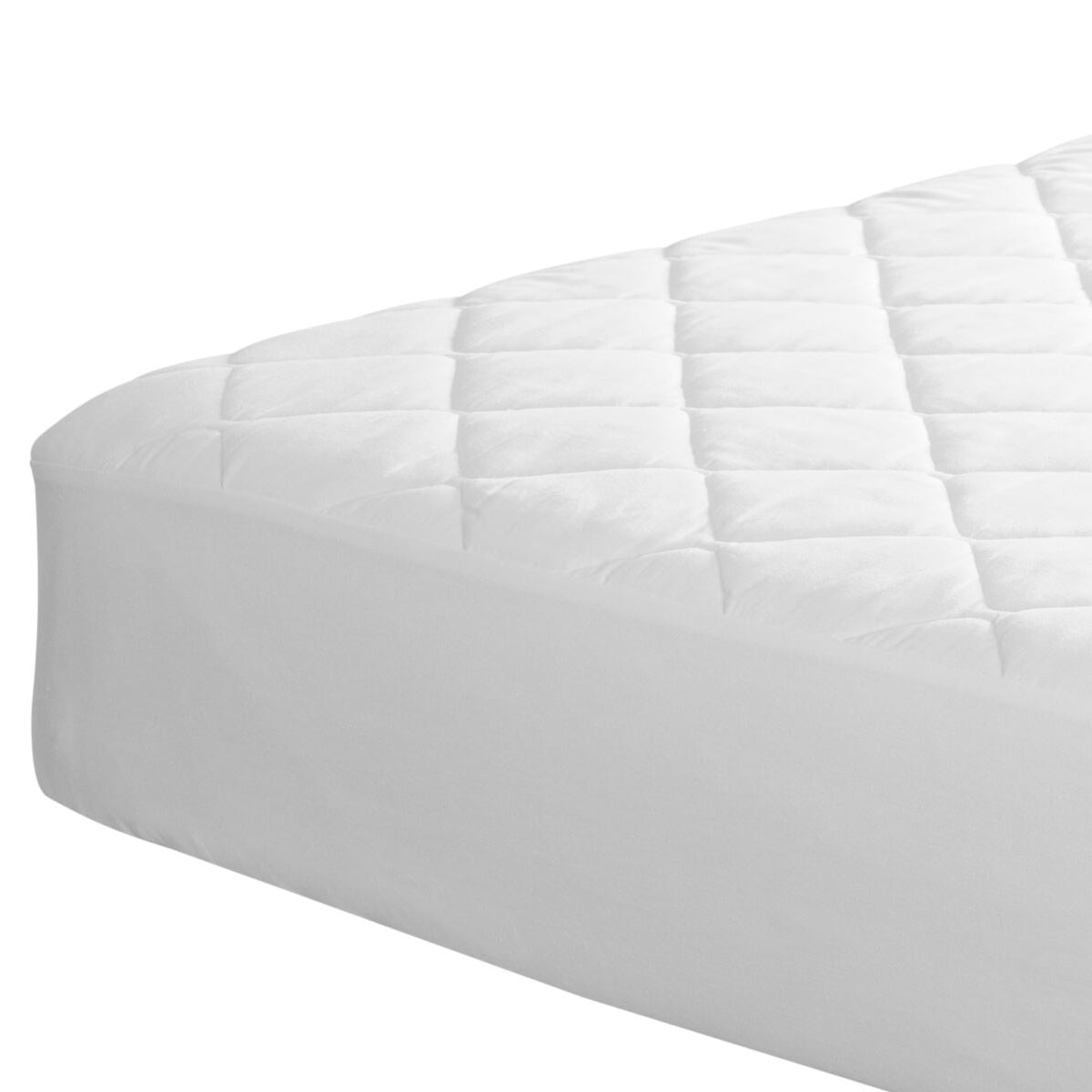 White quilted mattress cover on a white background