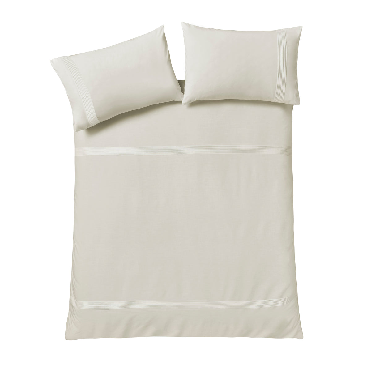 Pintuck Easy Iron Percale Cream Duvet Set