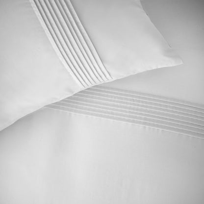 Pintuck Easy Iron Percale White Duvet Set