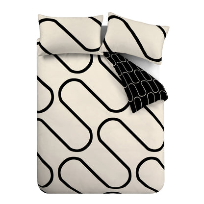 Linear Curve Geometric Black Duvet Set