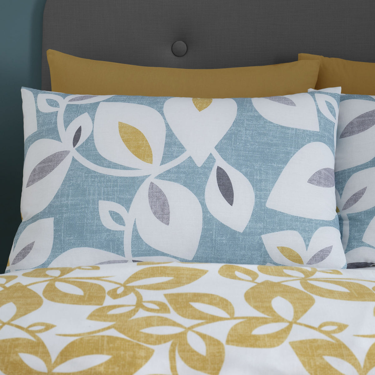 Inga Leaf Teal Green Duvet Set