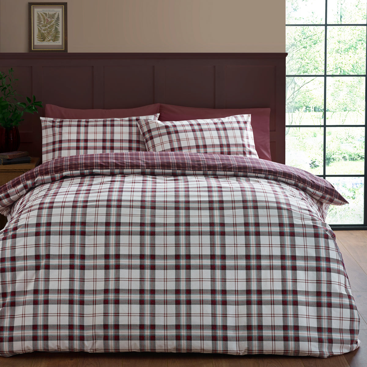 Kelso Check Plum Duvet Set