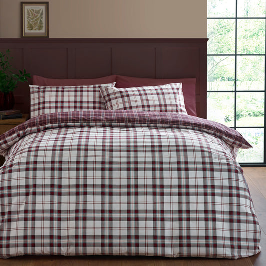 Kelso Check Plum Duvet Set