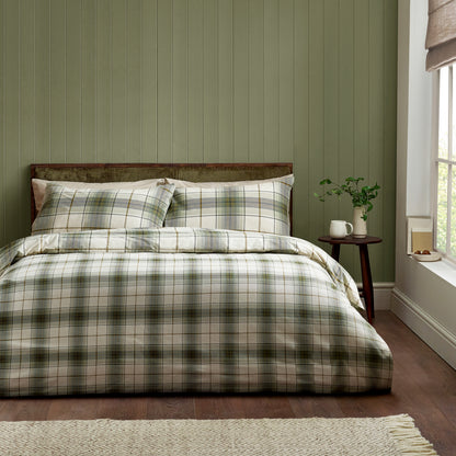 Troon Check Green Duvet Set Brushed Cotton