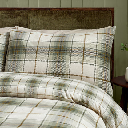 Troon Check Green Duvet Set Brushed Cotton