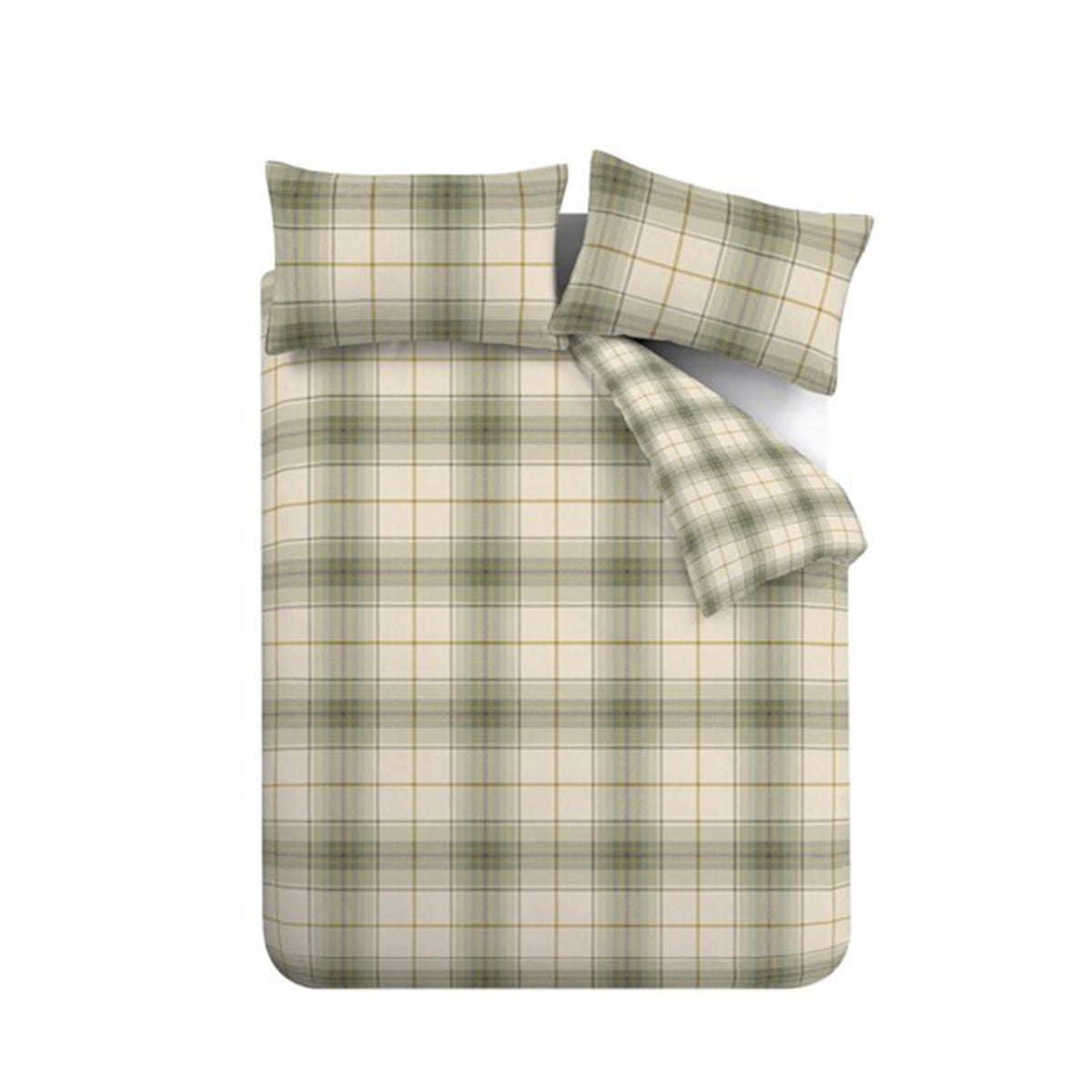 Troon Check Green Duvet Set Brushed Cotton