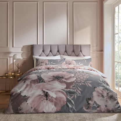 Dramatic Floral Grey Duvet Set