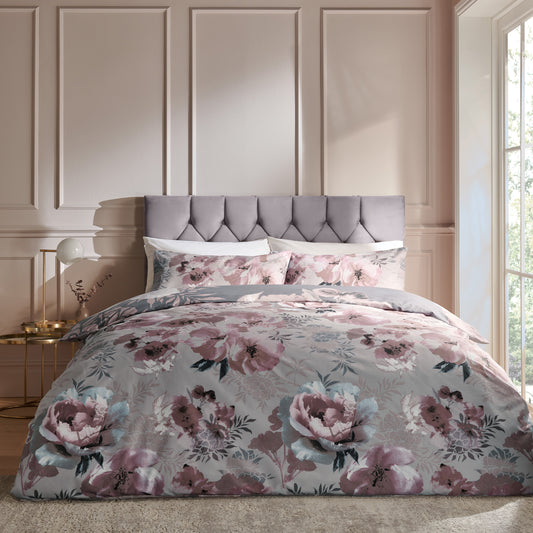 Dramatic Floral Grey Duvet Set