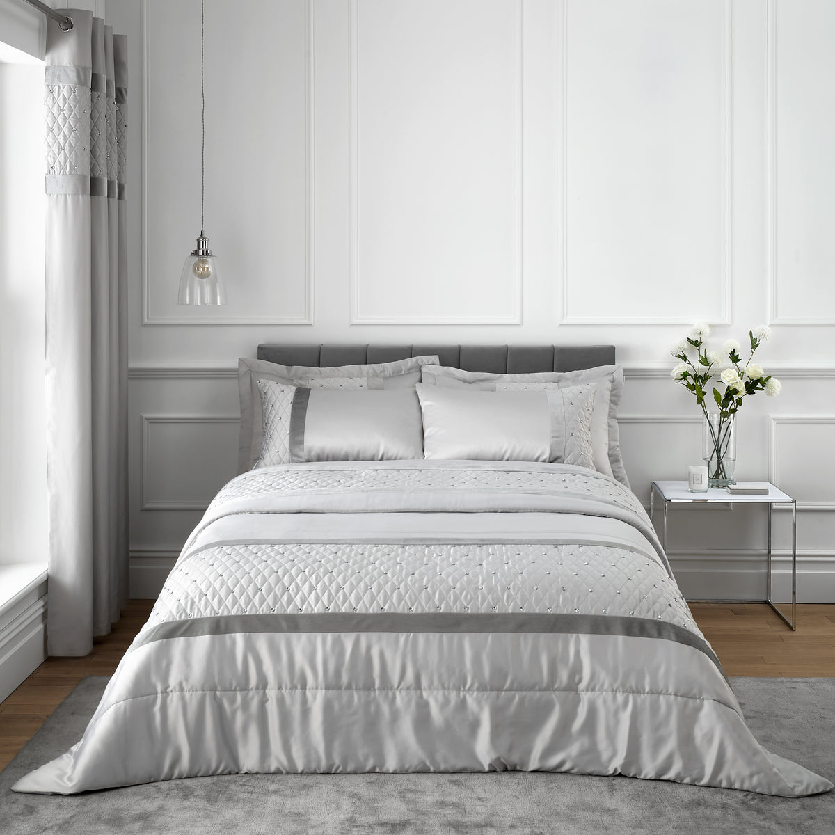 Sequin Cluster Silver Grey Duvet Set