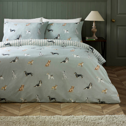 Dog Stripe Green Duvet Set