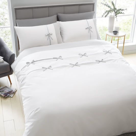 Milo Bow Grey Duvet Set