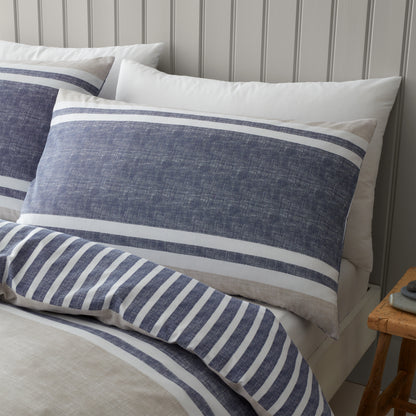 Textured Banded Stripe Blue Duvet Set