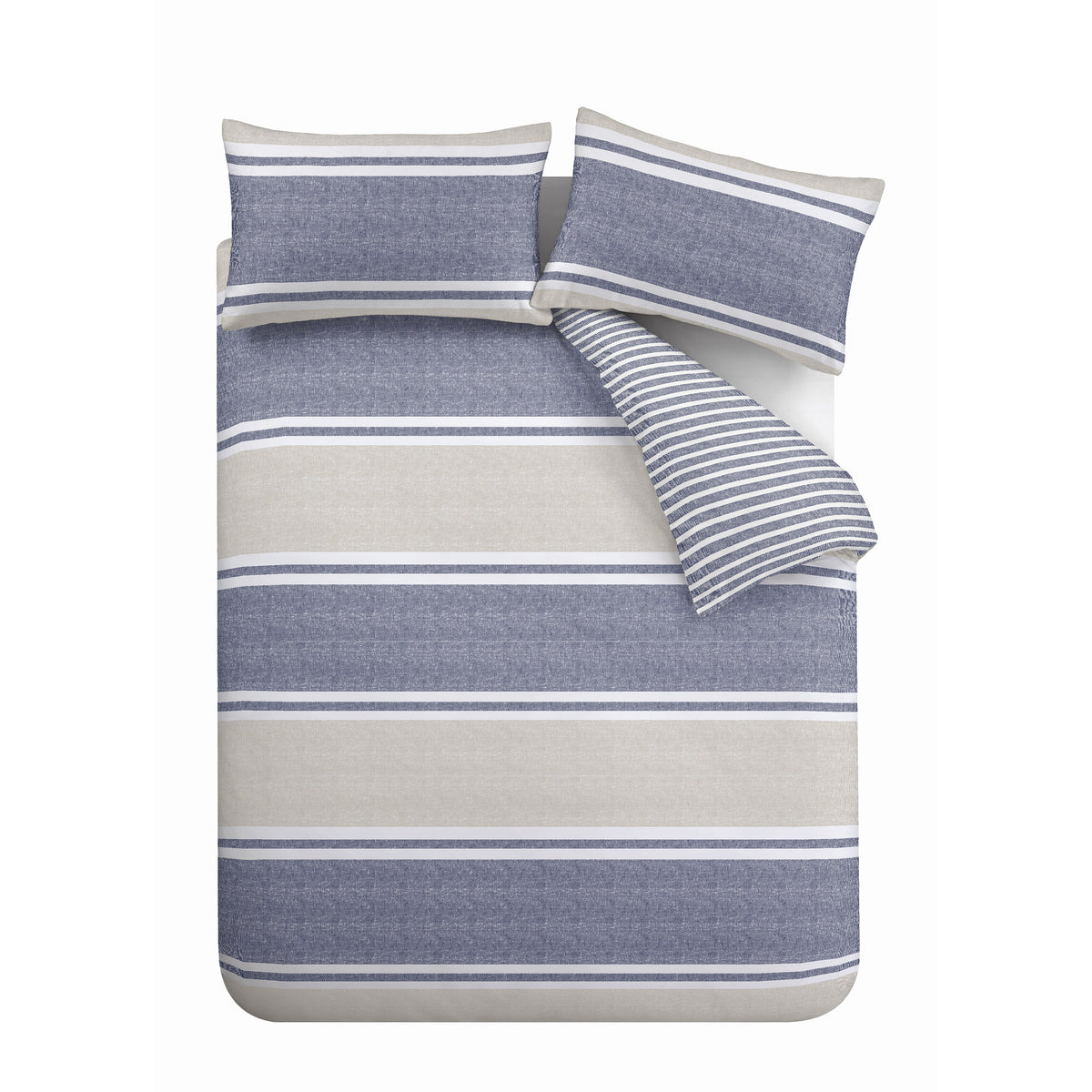 Textured Banded Stripe Blue Duvet Set