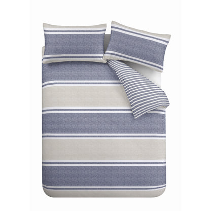 Textured Banded Stripe Blue Duvet Set