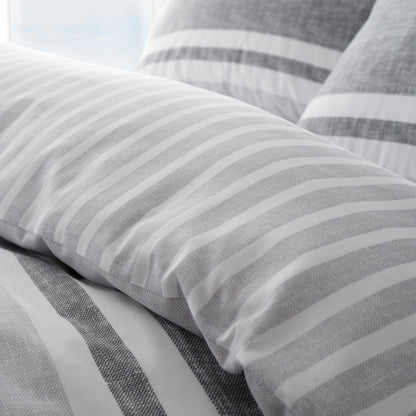 Textured Banded Stripe Charcoal Grey Duvet Set
