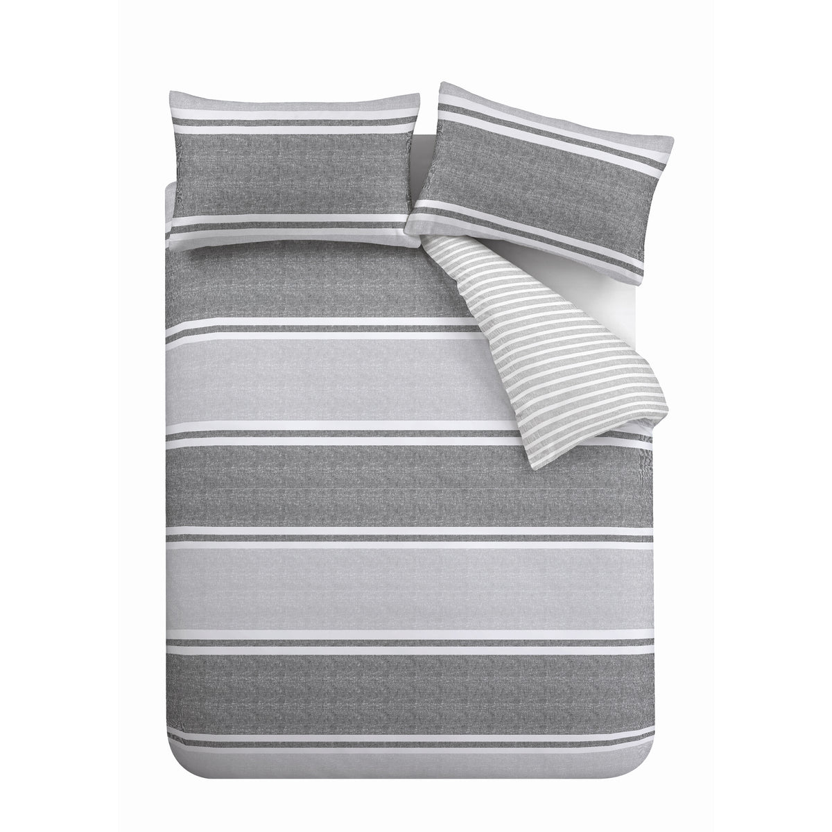Textured Banded Stripe Charcoal Grey Duvet Set