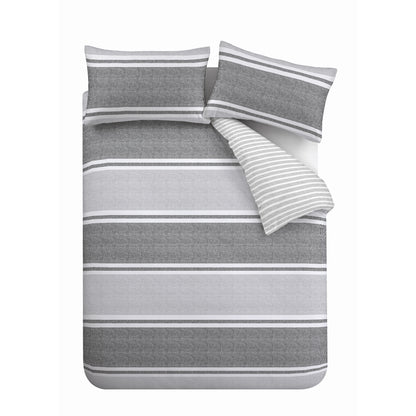 Textured Banded Stripe Charcoal Grey Duvet Set
