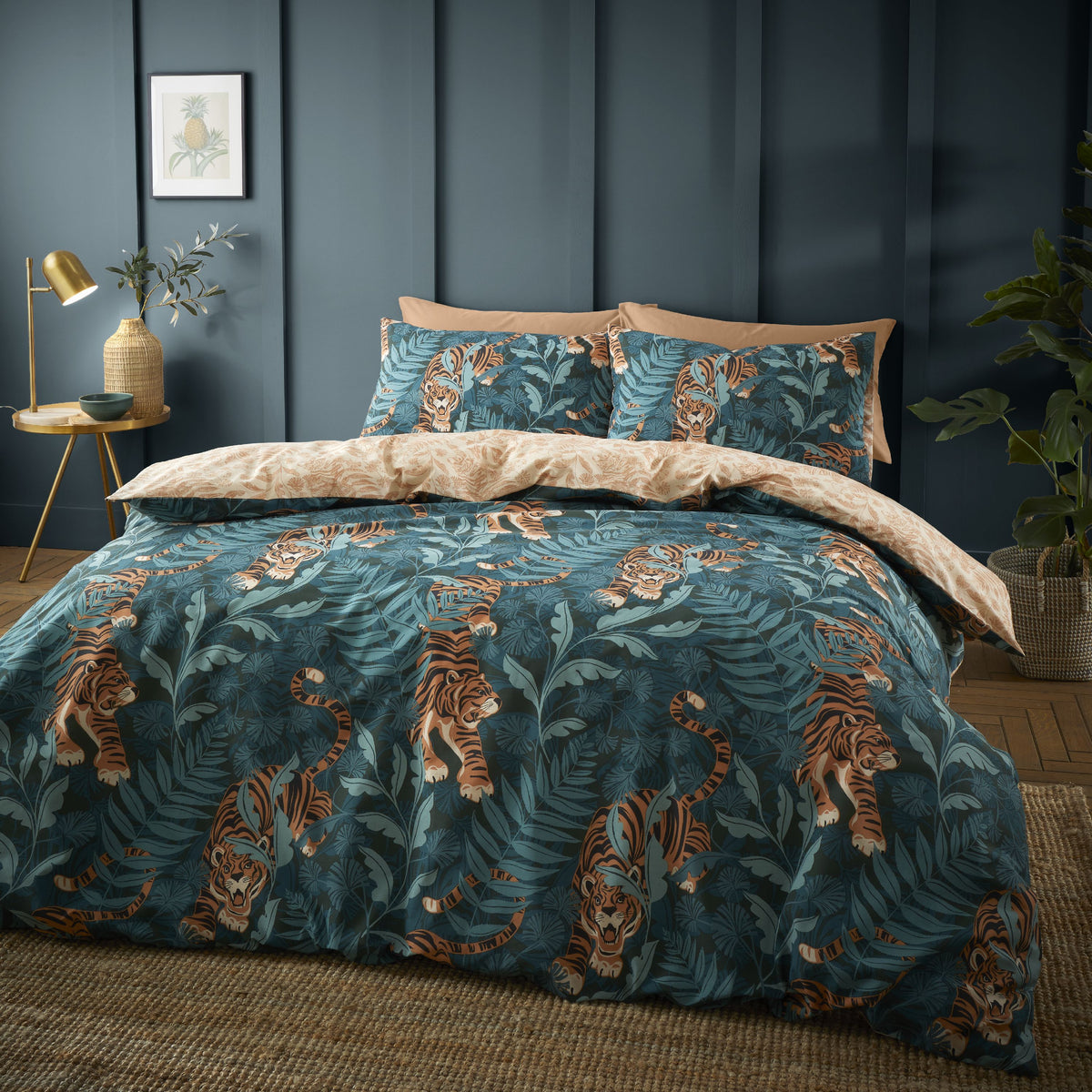 Tropic Tiger Leaf Green Duvet Set