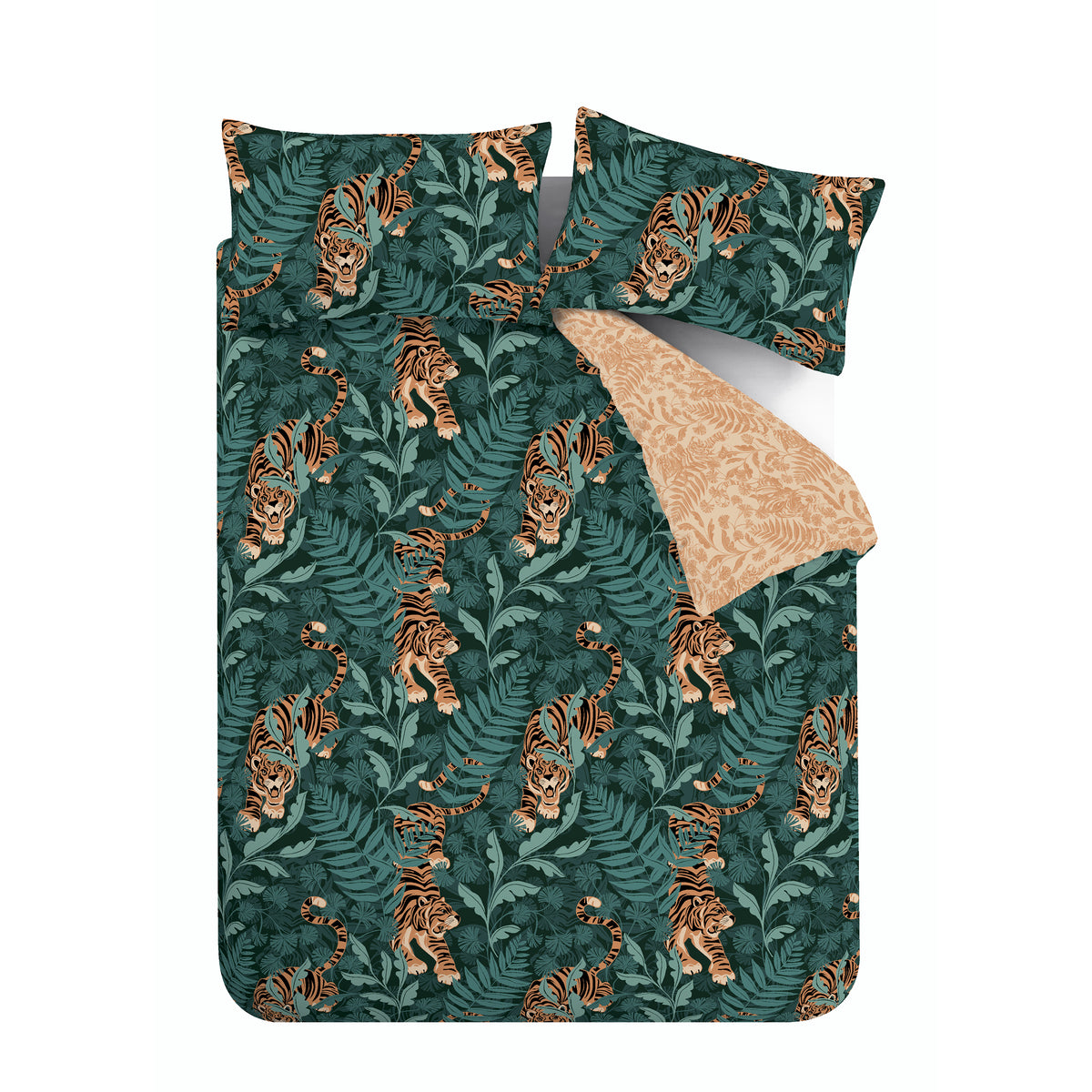 Tropic Tiger Leaf Green Duvet Set