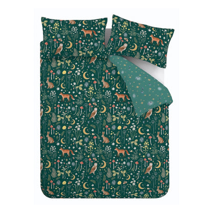 Enchanted Twilight Animals Forest Green Duvet Set
