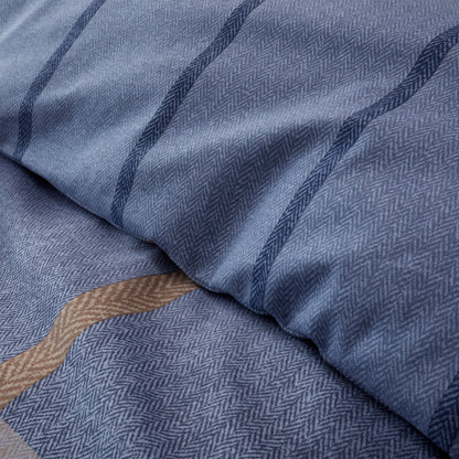 Melrose Tweed Check Blue Duvet Set Brushed Cotton