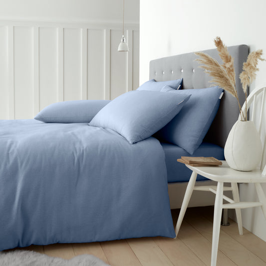 Blue Duvet Set Brushed Cotton