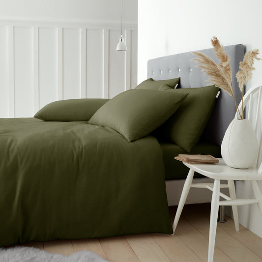 Green Duvet Set Brushed Cotton