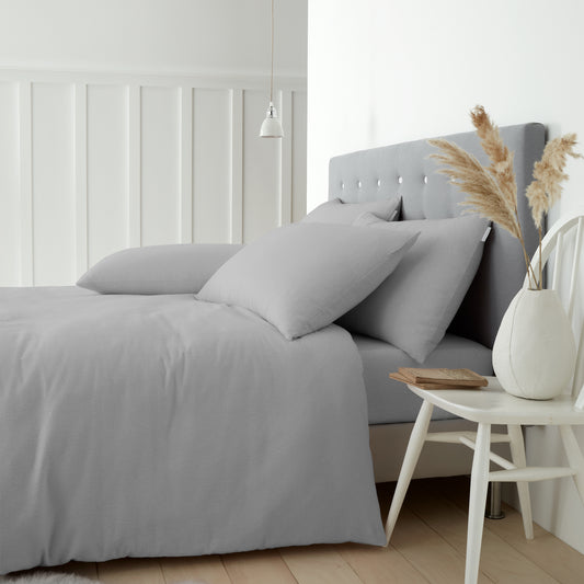 Grey Duvet Set Brushed Cotton