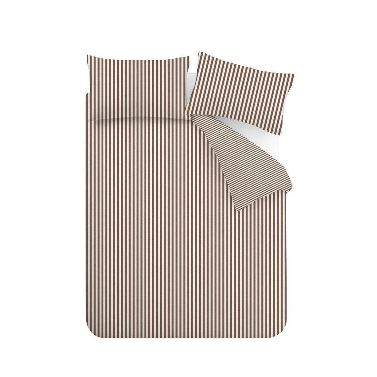 Stripe Chocolate Duvet Set Brushed Cotton