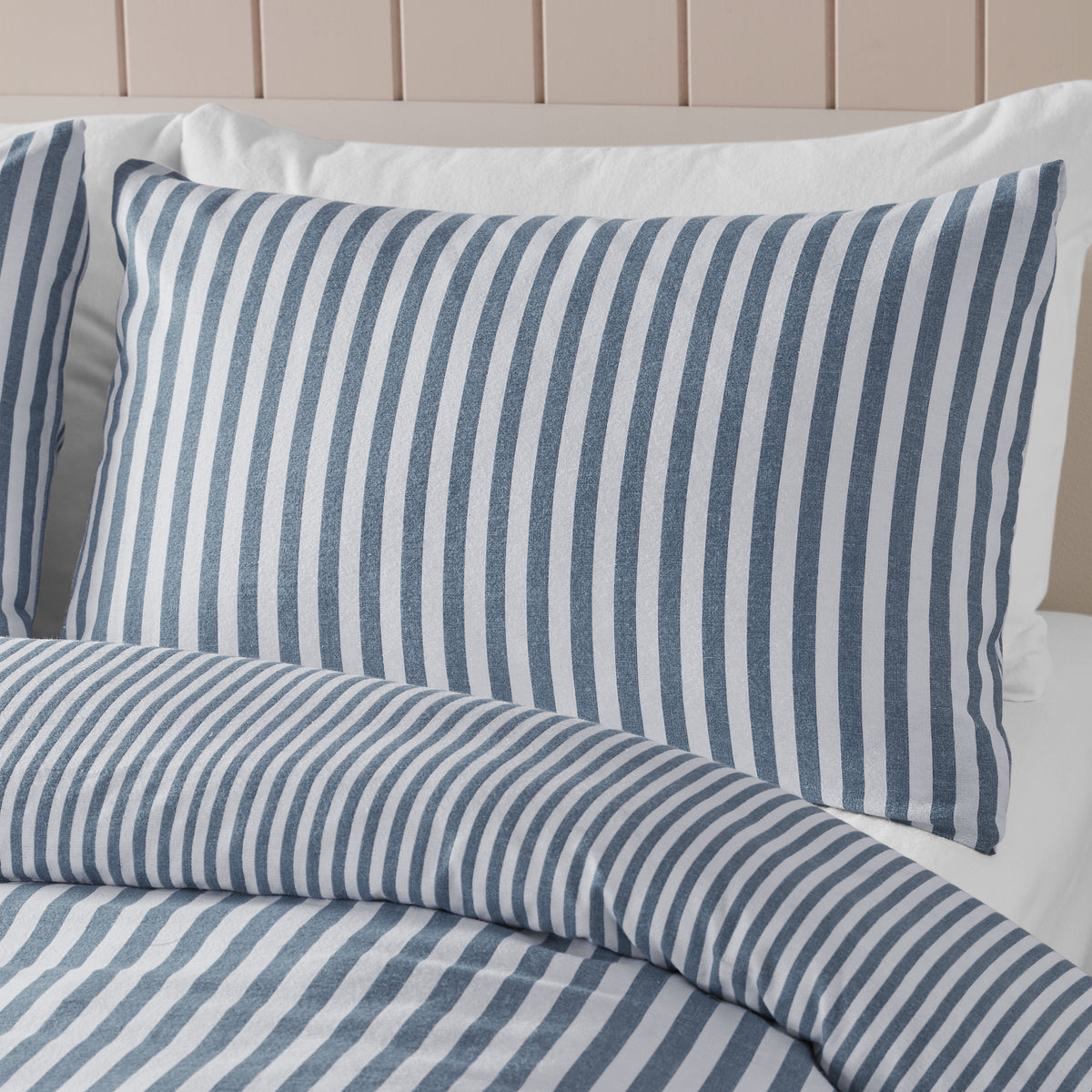 Stripe Blue Duvet Set Brushed Cotton