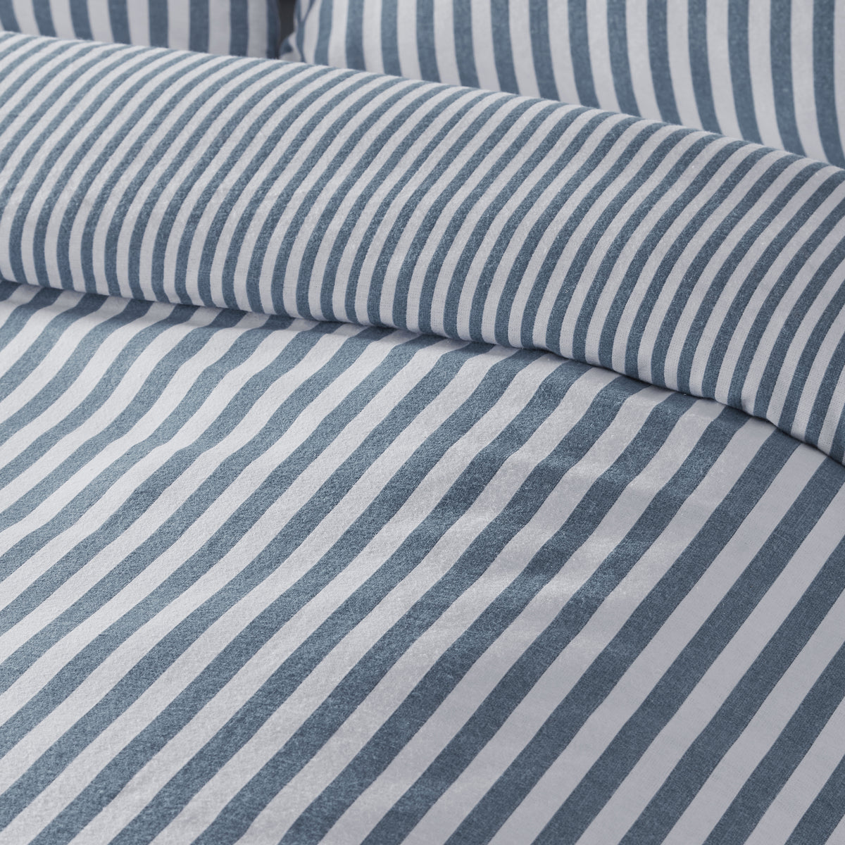 Stripe Blue Duvet Set Brushed Cotton