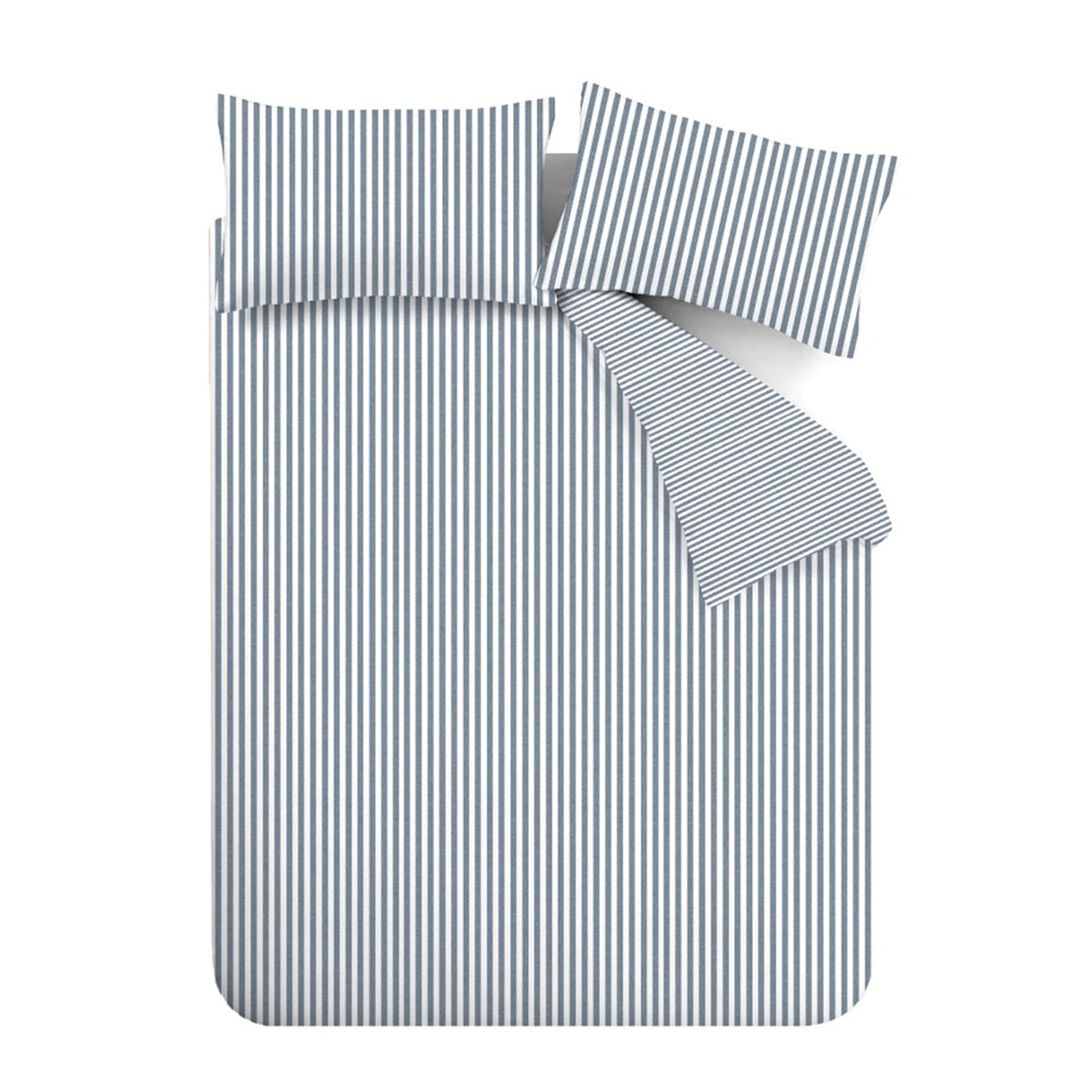 Stripe Blue Duvet Set Brushed Cotton