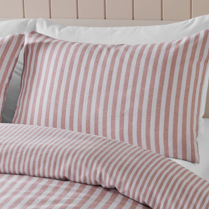 Stripe Blush Pink Duvet Set Brushed Cotton
